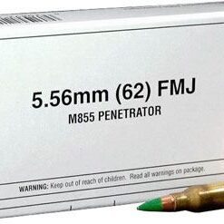 Winchester USA Rifle Ammunition Q3269, 5.56 Nato, Steel Core FMJ, 62 GR, 3020 fps, 20 Rd/bx