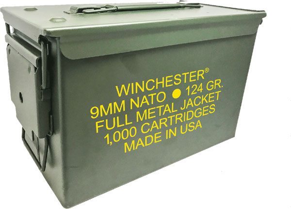 Winchester USA Pistol Ammunition Q4318AC, 9mm NATO, Full Metal Jacket (FMJ), 124 GR, 1140 fps, 1000 Rd/Can 1 A14 result 12