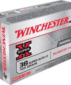 Winchester Super-X Pistol Ammunition X38ASHP, 38 Super Auto +P, Silvertip Hollow Point (HP), 125 GR, 1240 fps, 50 Rd/bx