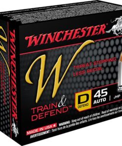 Winchester W Defend Handgun Ammunition W45D, 45 ACP, Jacketed Hollow Point (JHP), 230 GR, 850 FPS, 20 Rd/bx