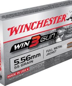 Winchester Win 3 Gun Rifle Ammunition X556TG, 5.56 NATO, Full Metal Jacket (FMJ), 55 GR, 3270 frps, 20 Rd/bx