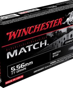 Winchester Sierra MatchKing Rifle Ammunition S556M, 223 Remington/5.56 NATO, Boat Tail Hollow Point, 77 GR, 20 Rd/bx