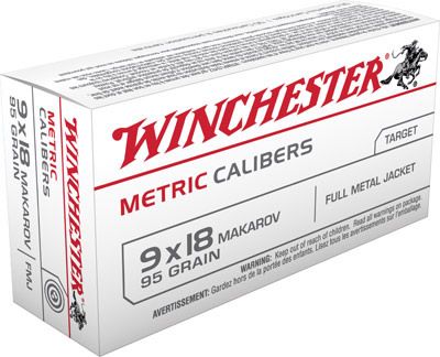 Winchester Metric Caliber Pistol Ammunition MC918M, 9x18mm (9mm Makarov), Full Metal Jacket (FMJ), 95 GR, 1017 fps, 50 Rd/bx 1 A22 result 12