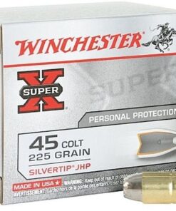 Winchester Super-X Pistol Ammunition X45CSHP2, 45 Long Colt, Silvertip Hollow Point (HP), 225 GR, 920 fps, 20 Rd/bx