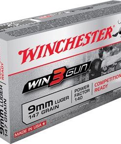 Winchester Win3Gun Competition Handgun Ammunition X9TG, 9mm, Competition Ready, 147 GR, 950 fps, 50 Rd/box