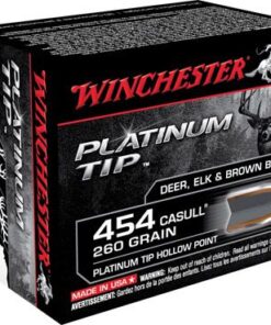 Winchester Supreme Pistol Ammunition S454PTHP, 454 Casull, Platinum Tip Hollow Point (HP), 260 GR, 1800 fps, 20 Rd/bx