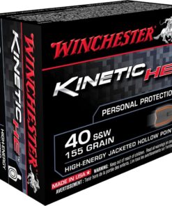 Winchester Kinetic HE Pistol Ammunition HE40JHP, 40 S&W, Jacketed Hollow Point (JHP), 155 GR, 1210 fps, 20 Rd/Bx