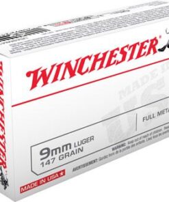 Winchester USA Pistol Ammunition USA9MM1, 9mm, Truncated Cone Full Metal Case (FMJ), 147 GR, 990 fps, 50 Rd/bx