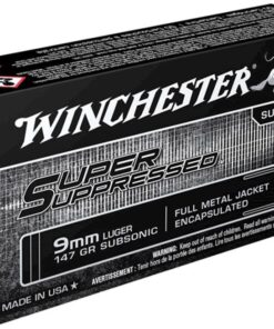 Winchester Super Suppressed Pistol Ammunition SUP9, 9MM, Full Metal Jacket, 147 GR, 990 fps, 50 Rds/Bx