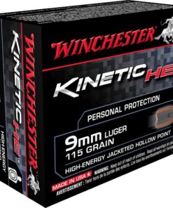 Winchester Kinetic HE Pistol Ammunition HE9JHP, 9mm, Jacketed Hollow Point (JHP,) 115 GR, 1240 fps, 20 Rd/Bx