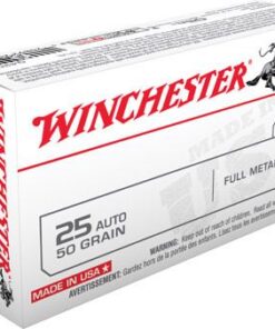 Winchester USA Pistol Ammunition Q4203, 25 ACP, Full Metal Jacket (FMJ), 50 GR, 760 fps, 50 Rd/bx