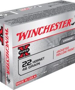 Winchester Super-X Rifle Ammunition X22H2, 22 Hornet, Hollow Point (HP), 46 GR, 2690 fps, 50 Rd/bx