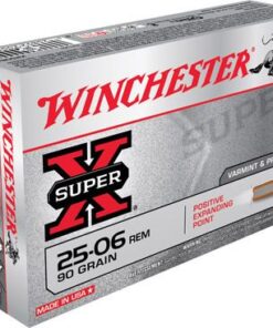 Winchester Super-X Rifle Ammunition X25061, 25-06 Remington, Positive Expanding Point, 90 GR, 3440 fps, 20 Rd/bx