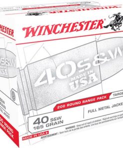 Winchester USA Pistol Ammunition USA40W, 40 S&W, Full Metal Jacket, 165 GR, 1060 fps, 200 Rd/bx