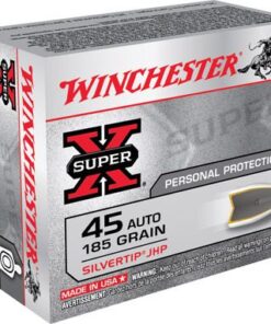 Winchester Super-X Pistol Ammunition X45ASHP2, 45 ACP, Silvertip Hollow Point (HP), 185 GR, 1000 fps, 20 Rd/bx