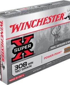 Winchester Super-X Rifle Ammunition X3086, 308 Winchester, Power-Point, 180 GR, 2620 fps, 20 Rd/bx