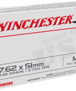 Winchester USA Rifle Ammunition WM80, 7.62x51mm NATO, Full Metal Jacket (FMJ), 149 gr, 2790 fps, 20 Rd/Bx