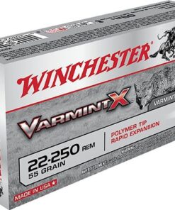 Winchester Varmint X Rifle Ammunition X22250PXL, 22-250 Remington, Varmint, 55 GR, 40 Rd/bx