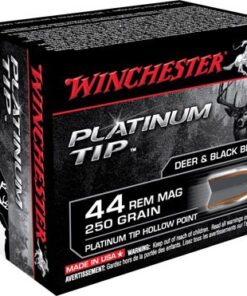 Winchester Supreme Pistol Ammunition S44PTHP, 44 Remington Mag, Platinum Tip Hollow Point (HP), 250 GR, 1250 fps, 20 Rd/bx