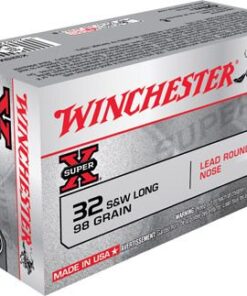 Winchester Super-X Pistol Ammunition X32SWLP, 32 S&W Long, Lead Round Nose (RN), 98 GR, 705 fps, 50 Rd/bx