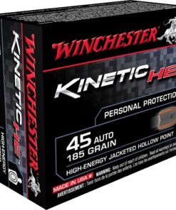 Winchester KineticHE Pistol Ammunition HE45JHP, 45 ACP, Jacketed Hollow Point (JHP), 185 GR, 1110 fps, 20 Rd/Bx