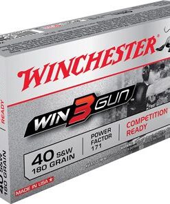 Winchester Win3Gun Competition Handgun Ammunition X40TG, 40 S&W, Competition Ready, 180 GR, 950 fps, 50 Rd/box