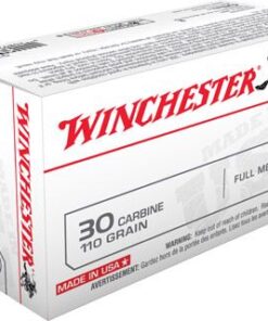 Winchester USA Rifle Ammunition Q3132, 30 Carbine, Full Metal Case (FMJ), 110 GR, 1990 fps, 50 Rd/bx