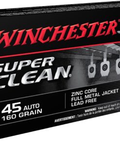 Winchester Super Clean Pistol Ammunition W45LF, 45 ACP, Full Metal Jacket, 165 GR, 50 Rd/Bx
