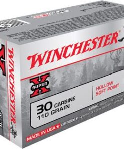 Winchester Super-X Rifle Ammunition X30M1, 30 Carbine, Hollow Soft Point (SP), 110 GR, 1990 fps, 50 Rd/bx