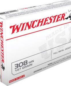 Winchester USA Rifle Ammunition USA3081, 308 Winchester, Full Metal Jacket Boat-Tail, 147 GR, 2800 fps, 20 Rd/bx
