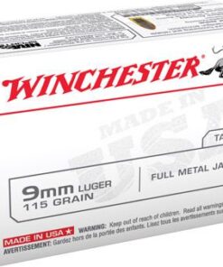 Winchester USA Pistol Ammunition USA9MMVP, 9mm, Full Metal Jacket (FMJ), 115 GR, 1190 fps, 100 Rd/bx