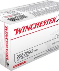Winchester USA Rifle Ammunition USA222502, 22-250 Remington, Jacketed Hollow Point (JHP), 45 GR, 4000 fps, 40 Rd/bx
