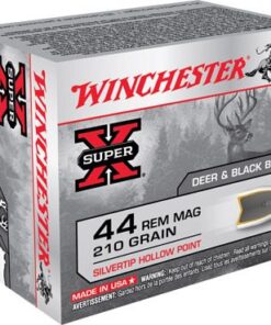 Winchester Super-X Pistol Ammunition X44MS, 44 Remington Mag, Silvertip Hollow Point (HP), 210 GR, 1250 fps, 20 Rd/bx