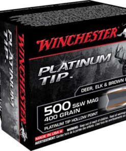 Winchester Supreme Pistol Ammunition S500PTHP, 500 S&W, Platinum Tip Hollow Point (HP), 400 GR, 1800 fps, 20 Rd/bx