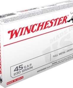 Winchester USA Pistol Ammunition USA45G, 45 GAP, Full Metal Jacket (FMJ), 230 GR, 850 fps, 50 Rd/bx