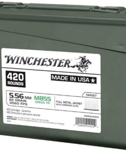 Winchester USA M855 Green Tip Ammunition WM855420CS, 5.56mm NATO, Full Metal Jacket, 62 gr, 420 Rd/Bx