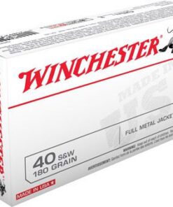Winchester USA Pistol Ammunition Q4238, 40 S&W, Full Metal Jacket (FMJ), 180 GR, 990 fps, 50 Rd/bx