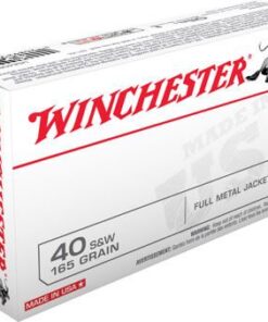 Winchester USA Pistol Ammunition USA40SW, 40 S&W, Full Metal Jacket (FMJ), 165 GR, 1060 fps, 50 Rd/bx