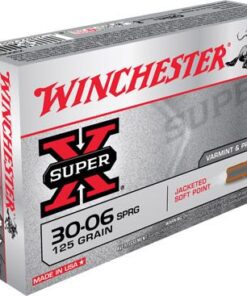 Winchester Super-X Rifle Ammunition X30062, 30-06 Springfield, Pointed Soft Point (SP), 125 GR, 3140 fps, 20 Rd/bx